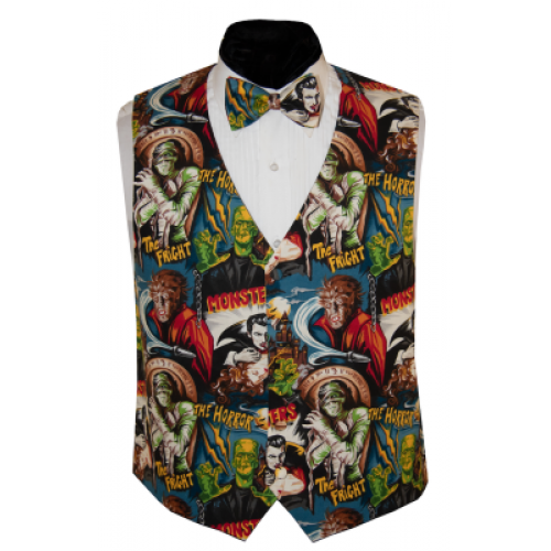 Halloween Scary Monsters Tuxedo Vest and Bow Tie